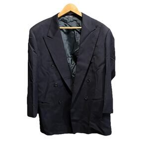 Mani Black‎ Virgin Wool Italy Double Breasted Sports Coat Blazer Jacket Size 39R